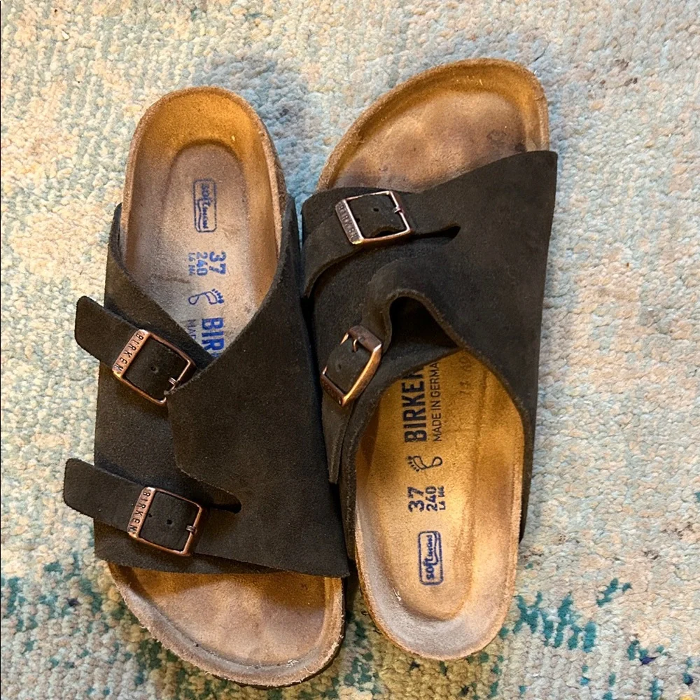 Birkenstock Brown Suede Sandals - Picture 1 of 4
